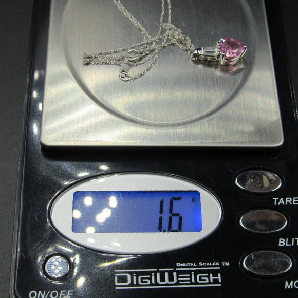 18" 10K Gold Pink & White Sapphire Heart Necklace - Picture 6 of 6